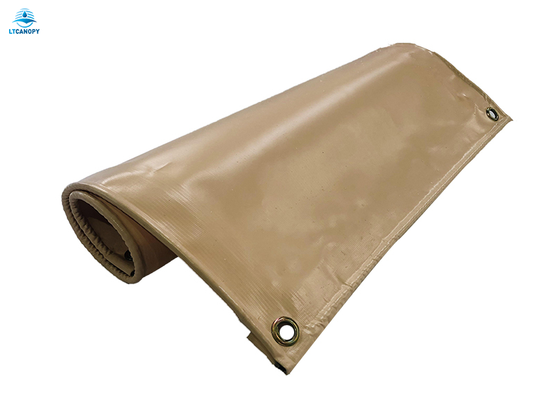 Brown Colour 1100 Gsm Pvc Coated Canvas For Truck Cover , Side Curtain